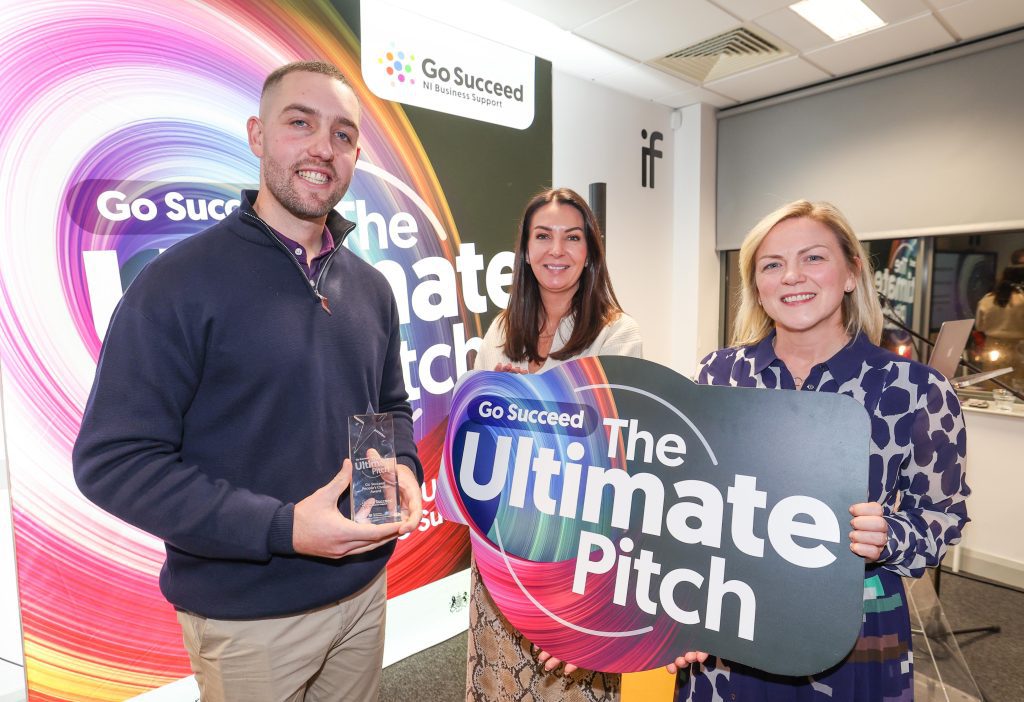 Jared Wilson with Danielle McNally, Business Development Manager Derry City Strabane District Council and Lisa Toland, Go Succeed Programme Office, Belfast City Council